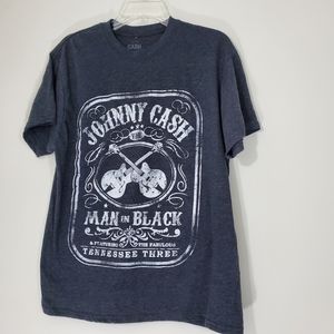Johnny Cash Gray The Man in Black and Tennessee Three Tee, Size Large